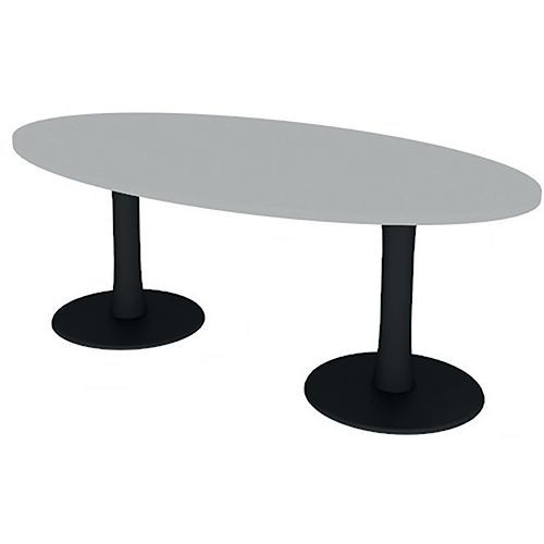 Table De Réunion Plateau Ovale L.200 Gris 2 Pieds