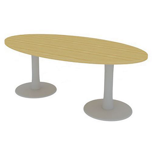 Table De Réunion Plateau Ovale L.200 Hêtre 2 Pieds