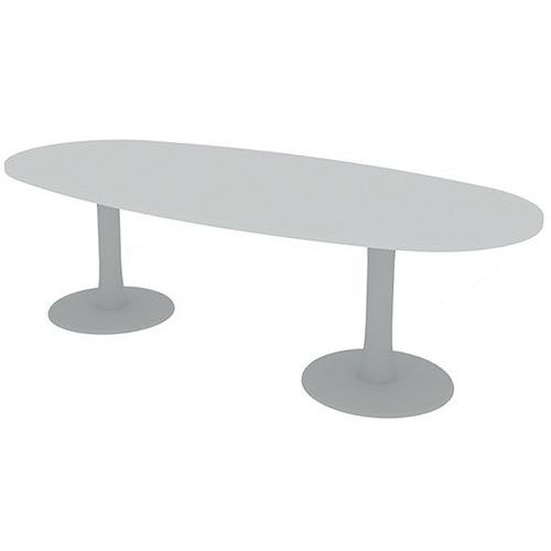 Table De Réunion Plateau Ovale L.240 Blanc 2 Pieds