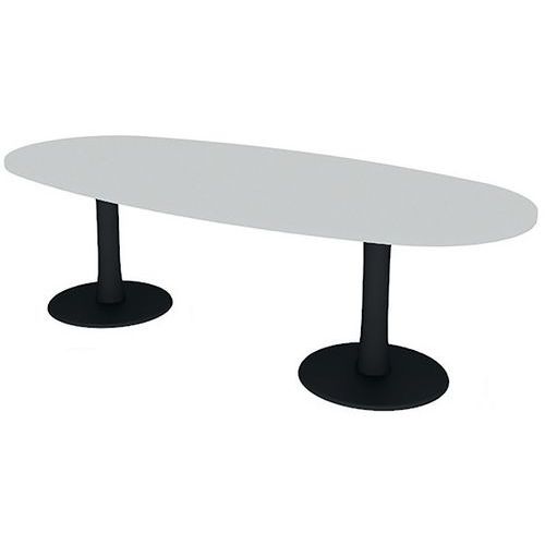 Table De Réunion Plateau Ovale L.240 Blanc 2 Pieds