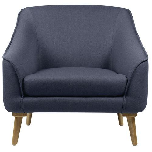 GGI - Fauteuil AYA 1 place tissu chiné bleu-gris M1 pied bois - Espace détente confortable