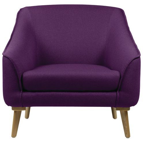 Fauteuil 1 Place Aya Pied Bois Tissu Chiné Prune Non Feu M1
