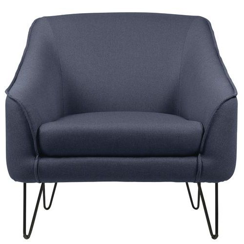 Fauteuil 1 Place Aya Pied Métal Tissu Chiné Bleu-gris Non Feu M1