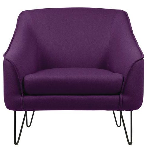 GGI - Fauteuil 1 place AYA tissu chiné prune M1 pied métal - Espace détente confortable - Livré monté
