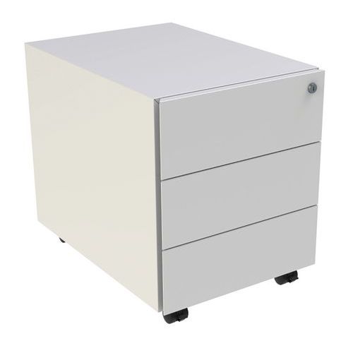 Robberechts - Caisson mobile métal 3 tiroirs blanc - Fermeture à clé - Mobile - 5 roulettes - Acier - 51.4x42x60 cm