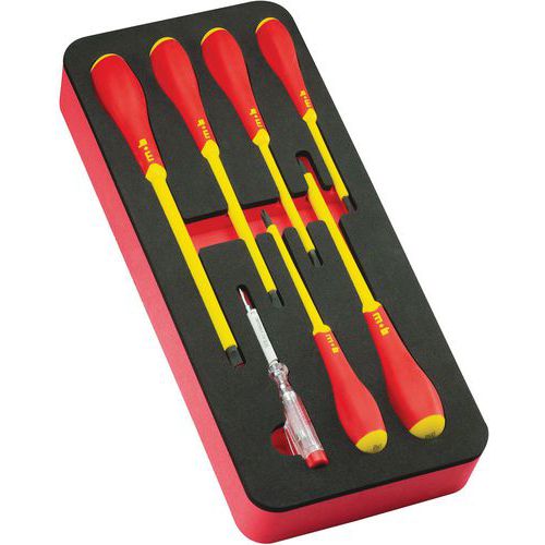 Module Mousse 6 Tournevis Isoles + 1 Testeur