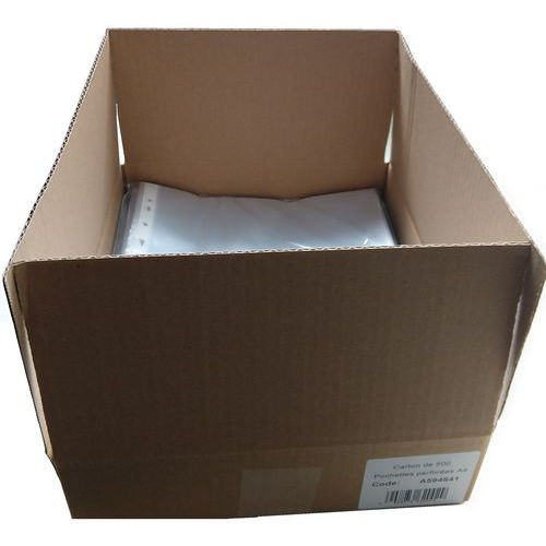 Carton de 500 pochettes polypropylène perforés incolore A4 Carton de 500 pochettes polypropylène perforés incolore A4