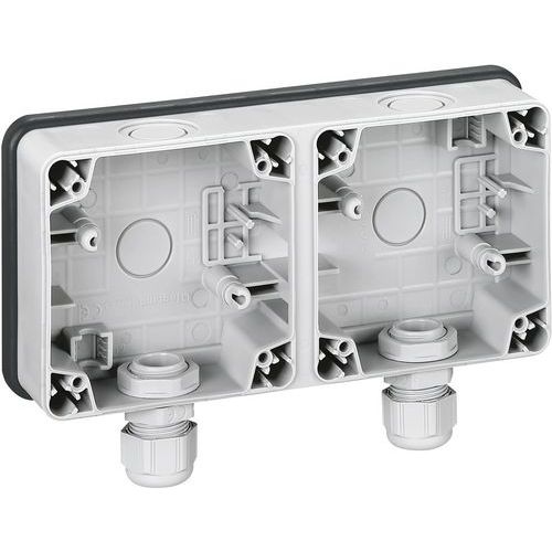 Boîtier 2 Postes Horizontaux Plexo Ip66 Composable - Gris