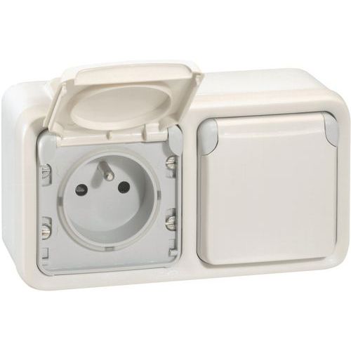 Boîtier à Embouts à 2 Postes Horizontaux Plexo Blanc