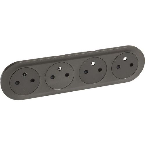 Enjoliveur Prise 4x2p+t Standard Précâblée Compacte Graphite