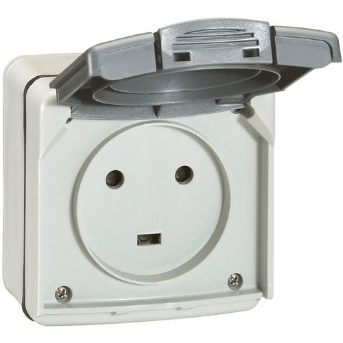 Prise 2p+t Ã‰tanche 20a Plexo Complet Ip55 Saillie - Gris