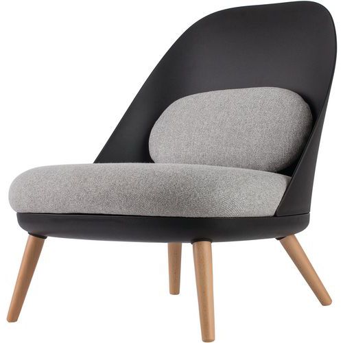 Fauteuils Cocoon Pied Hêtre Assise Grise Coque Noire