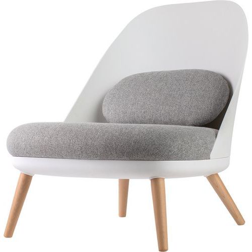 Fauteuils Cocoon Pied Hêtre Assise Grise Coque Blanche