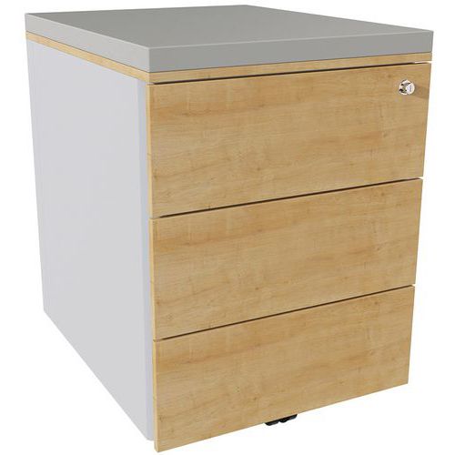 Caisson Mobile 3 Tiroirs Acier Argent/chêne Auth./perle