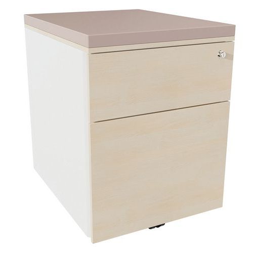 Caisson Mobile 2 Tiroirs Acier Blanc/chêne Auth./taupe