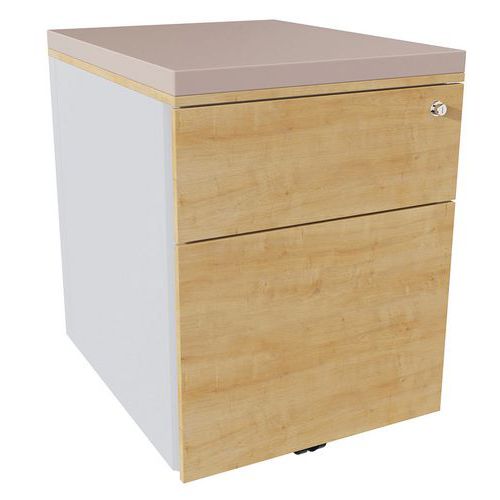 Caisson Mobile 2 Tiroirs Acier Argent/chêne Auth./taupe