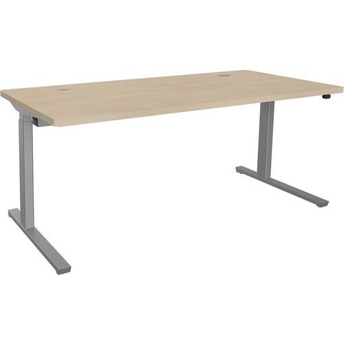 Adema+ Bureau Rég. Élect. 180x80cm Plat. Chêne Natur/argent
