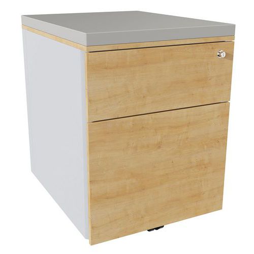 Caisson Mobile 2 Tiroirs Acier Argent/chêne Auth./perle