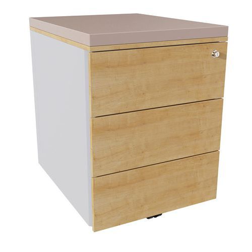 Caisson Mobile 3 Tiroirs Acier Argent/chêne Auth./taupe