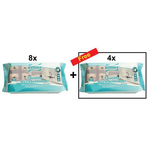 Pack 8 pochettes de 80 lingettes multi-usages + 4 offertes Pack 8 pochettes de 80 lingettes multi-usages + 4 offertes