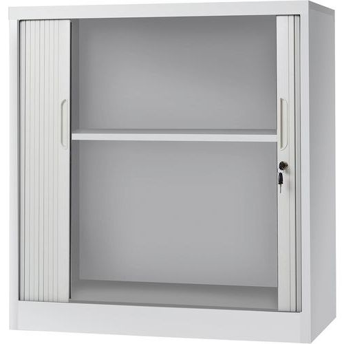 Armoire basse avec portes à rideaux - Gris clair - Manutan Aris Armoire basse avec portes à rideaux - Gris clair - Manutan Aris