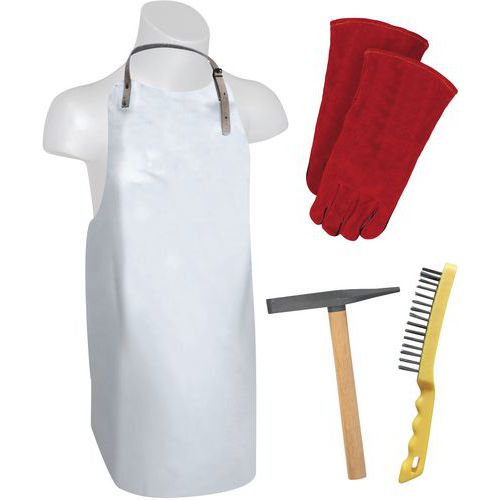 Lot Équipement Pro Du Soudeur : Tablier-gants-marteau-brosse