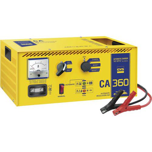 Chargeur Plomb 12v 24v 7 A 25 A 230v + Pinces Crocodiles Gys