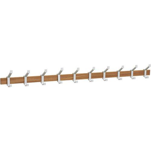 Portemanteau Mural Bois 10 Patères Argent
