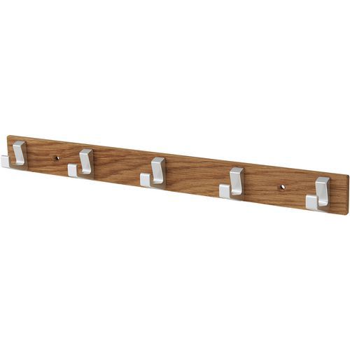 Portemanteau Mural Bois 5 Patères Argent