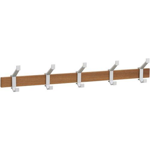 Portemanteau Mural Bois 5 Patères Argent