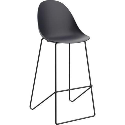 Tabouret Haut Void Pied Noir Assise Noire - Paperflow