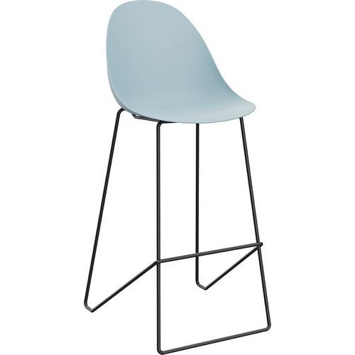 Tabouret Haut Void Pied Noir Assise Bleue - Paperflow