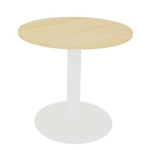 Table Meeting Ronde D.80 Chene 25mm Piet. Tulipe Blanc