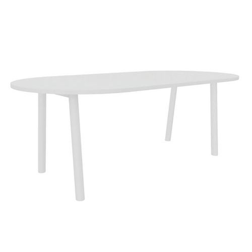 Table Congres 210x102 Oblong Blanc 25mm Pieds Blanc