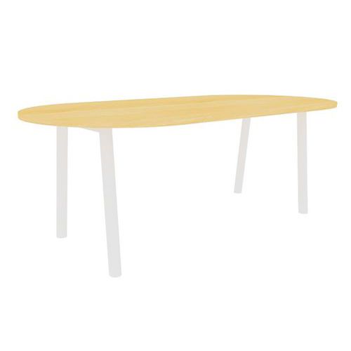 Table Congres 210x102 Oblong Hetre 25mm Pieds Blanc