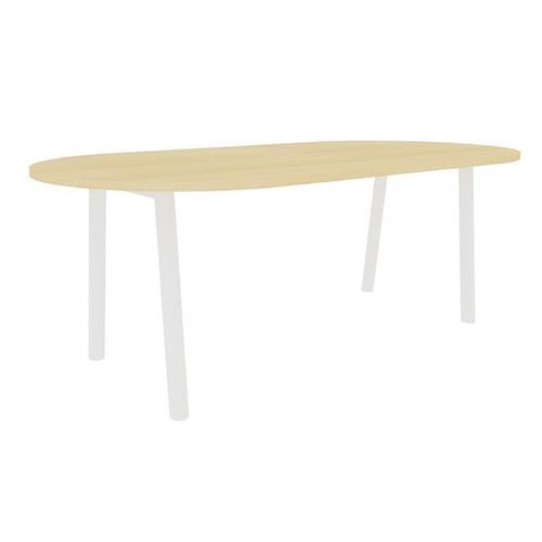 Table Congres 210x102 Oblong Chene 25mm Pieds Blanc