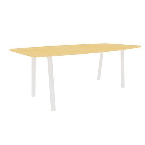 Table Congres 210x102 Tonneau Hetre 25mm Pieds Blanc