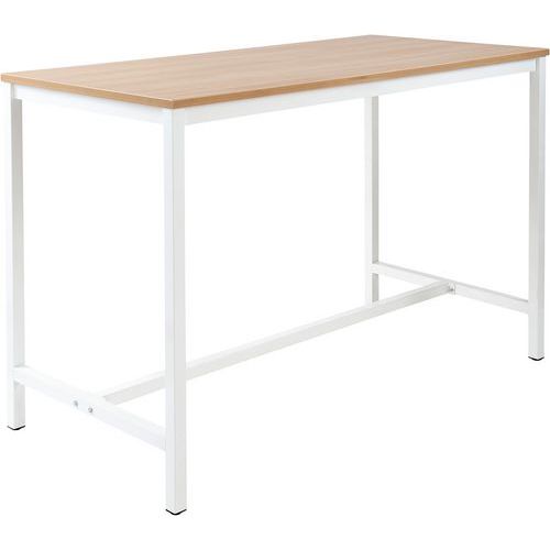 Table Haute 140x100 Ht110 Chene 25mm C. Blanc P. 40x40 Blanc