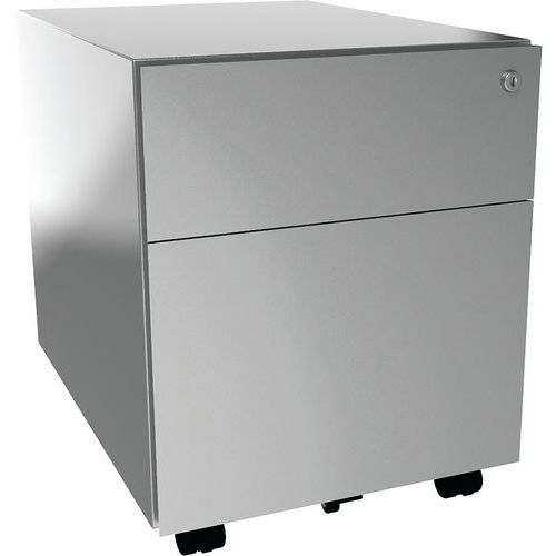Robberechts - Caisson mobile métal 2 tiroirs Aluminium Argent - Mobile et Éco-responsable - Idéal Bureau