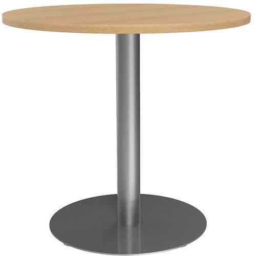 Table De Réunion Ronde 80cm Pied Tulipe Chêne/aluminium