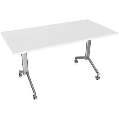 Table Abbatante Droite 140x70cm Blanc/aluminium