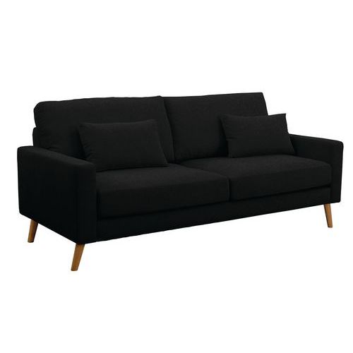 Canapé 2 Places Stockolm Tissu Polyester Chiné Noir