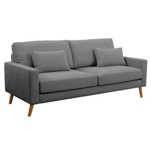 MMP - Canapé 3 places Stockolm - Tissu polyester chiné anthracite - Gris foncé - Confort et design pour votre salon