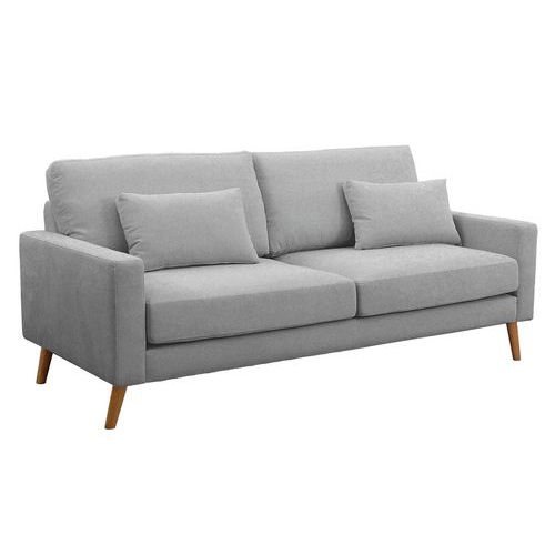 MMP - Canapé 3 places Stockolm - Tissu polyester chiné gris clair - Confort et design pour votre salon