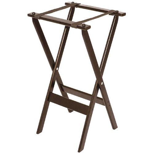 Porte Plateau Pliant En Bois Et Caoutchouc Marron