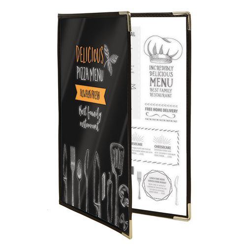 Lot de 3 protège menus en plastique et métal A4 Lot de 3 protège menus en plastique et métal A4