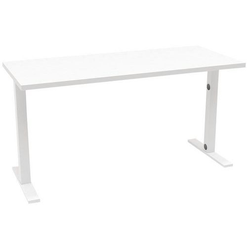 Quadrifoglio - Bureau IDEA TUBE L.140xP.80cm Blanc/Blanc - Pieds Métal en T - Plateau Mélaminé 30mm - Style Moderne