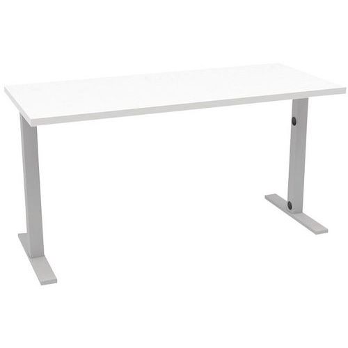 Quadrifoglio - Bureau IDEA TUBE L.140xP.60cm - Plateau Blanc, Piétement Argent - Style Moderne