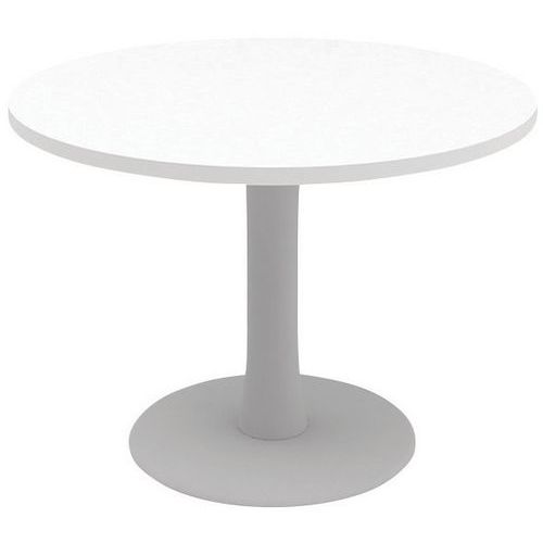 Table De Réunion Ronde 100cm Pied Tulipe Blanc/aluminium
