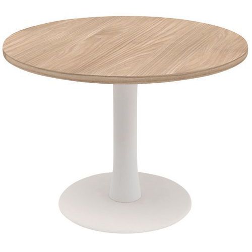 Table De Réunion Ronde 100cm Pied Tulipe Orme/blanc